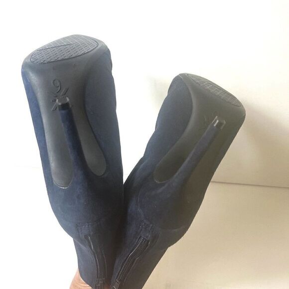 Nine West Booties Womens 7.5M Blue Fashion Boots Suede Stiletto Heel Pointed Toe - Picture 5 of 8